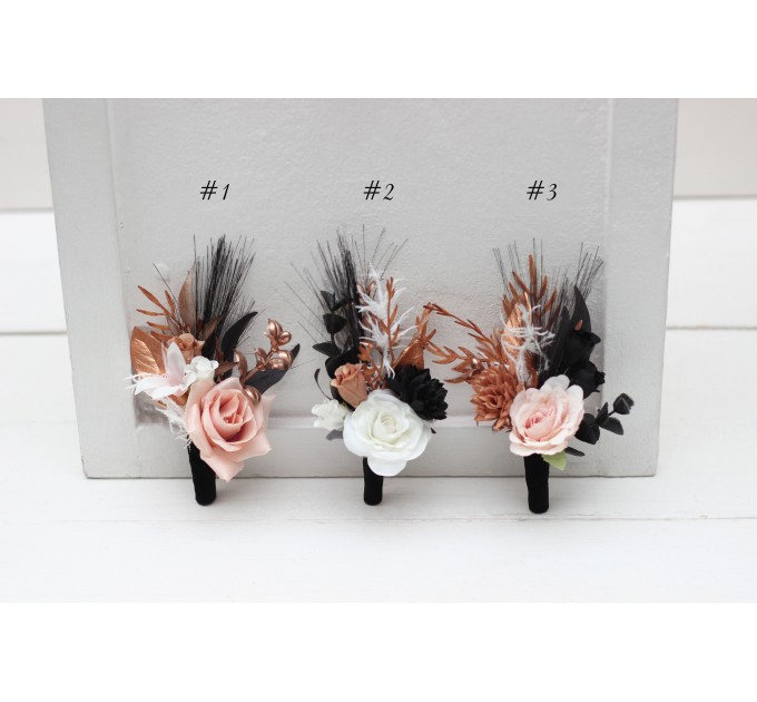  Wedding boutonnieres and wrist corsage  in dusty rose color scheme. Flower accessories. 5203