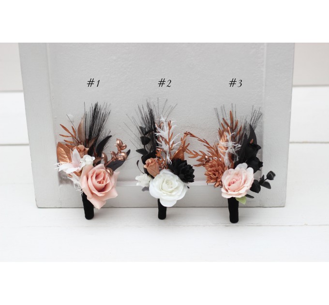 Wedding Boutonnieres & Wrist Corsage in Dusty Rose | Faux Flower Accessories