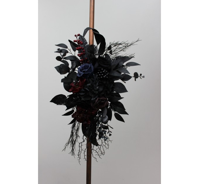 Gothic Wedding Arbor Flowers – Burgundy, Black, Blue & Purple Halloween Floral Archway