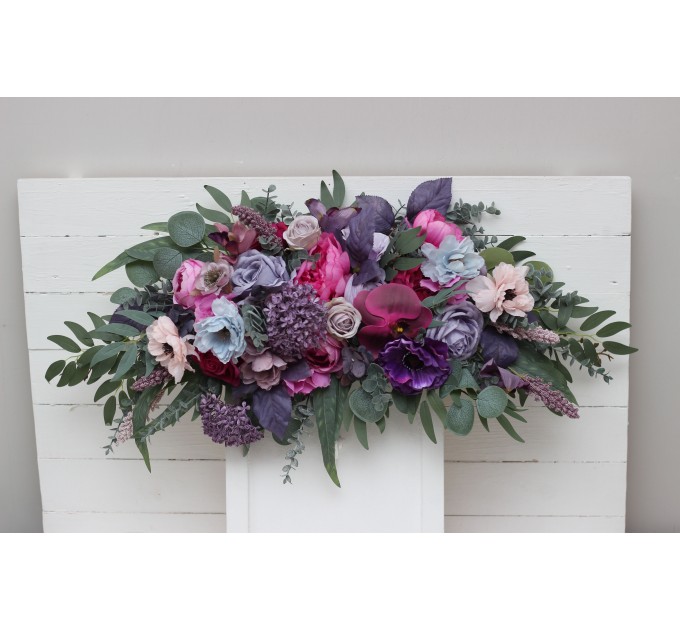 Flower Arch Arrangement in Jewel-Tone Colors | Faux Floral Archway for Wedding