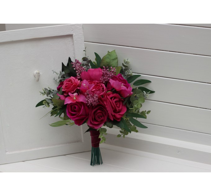 Jewel-Tone Bridesmaid Bouquet – Emerald, Orange, Magenta & Teal Wedding Flowers