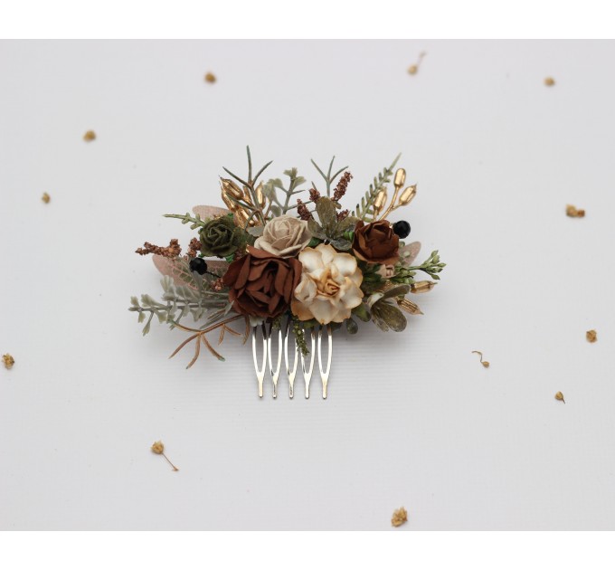 Vintage Rustic Flower Combs – Earthy Faux Floral Wedding Hair Accessories