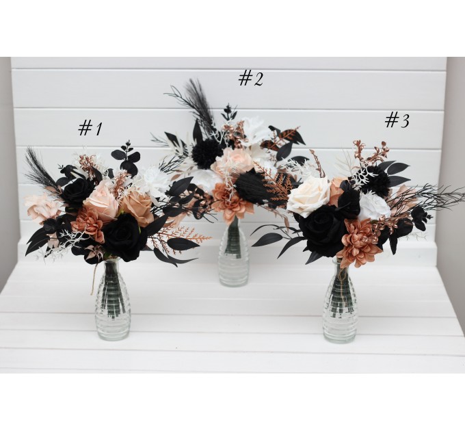 Mini Bouquets for Vases in Dusty Rose, Black, Cinnamon & White