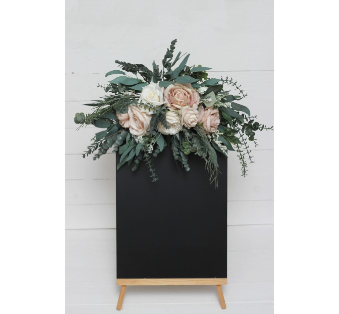 Flower Arch Arrangement in Beige, White & Blush Pink | Faux Floral Archway for Wedding