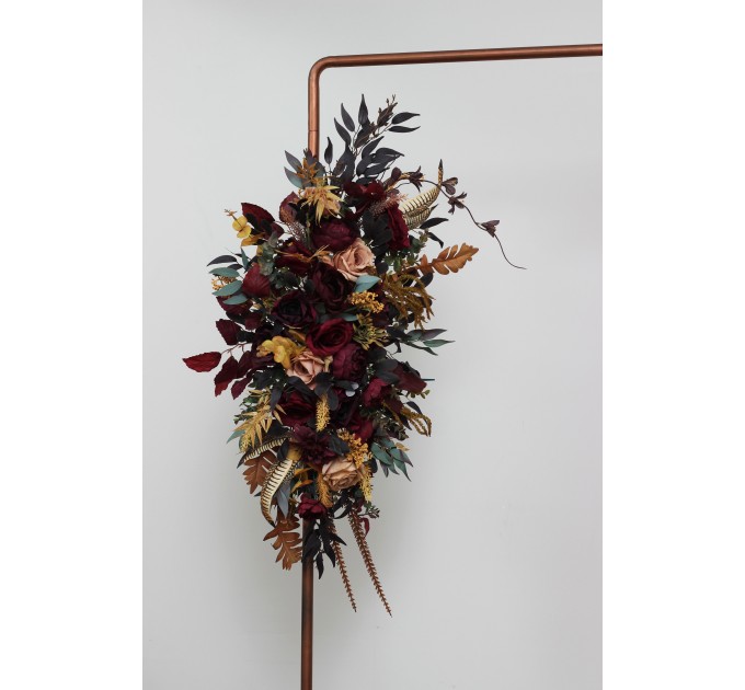 Flower Arch Arrangement in Purple, Burgundy & Beige | Faux Floral Archway for Wedding
