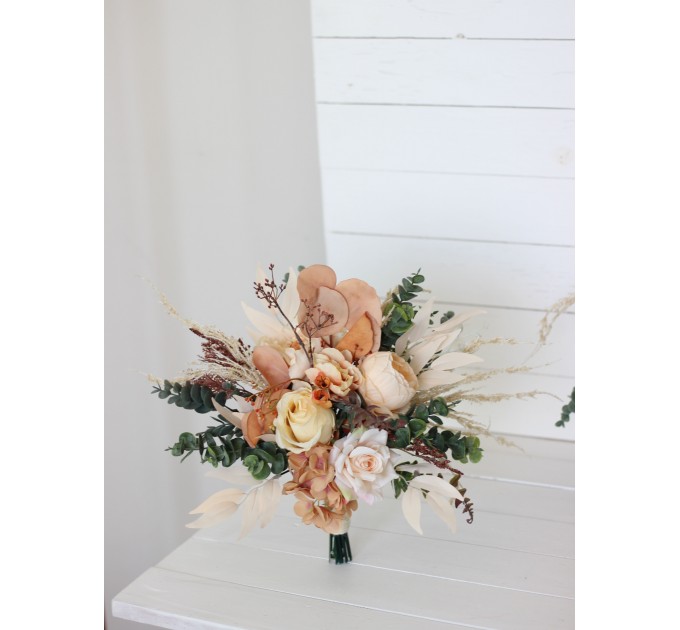 Wedding Bouquets in Orange, Rust & Peach | Faux Bridal & Bridesmaid Bouquets