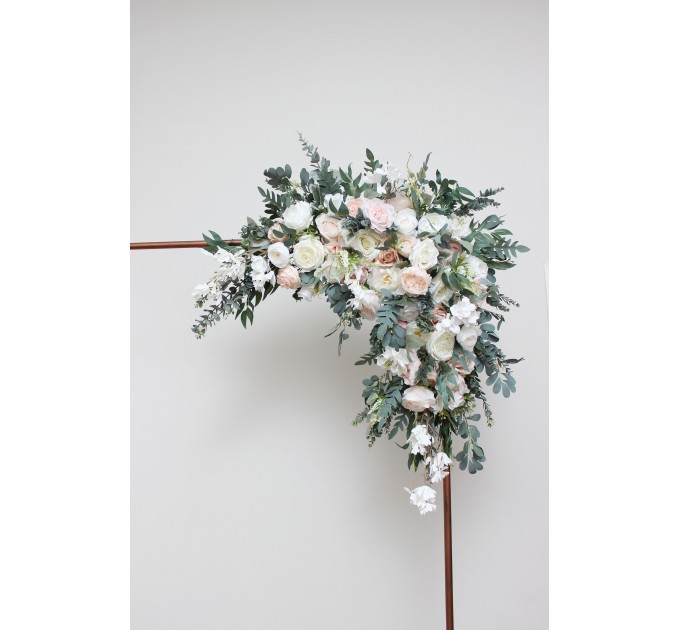  Flower arch arrangement in white blush pink colors.  Arbor flowers. Floral archway. Faux flowers for wedding arch. 0028-2