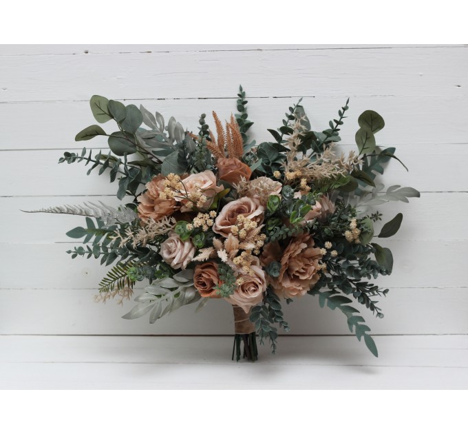 Wedding Bouquets in Beige & Brown | Faux Bridal & Bridesmaid Bouquets