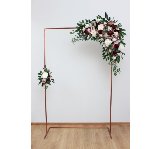 Flower Arch Arrangement in Burgundy, Dusty Rose & Cream | Faux Floral Archway for Wedding