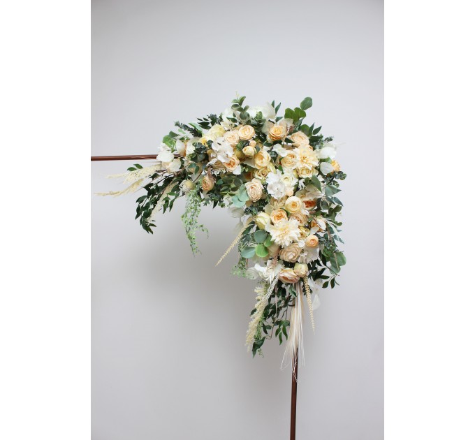Flower Arch Arrangement in Cream, Ivory & Champagne | Faux Floral Archway for Wedding