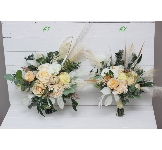 Wedding Bouquets in Cream, Ivory & Champagne | Faux Bridal & Bridesmaid Bouquets