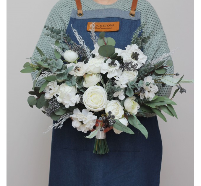 Wedding Bouquets in White | Anemone Bridal & Bridesmaid Faux Bouquets