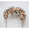  Terracotta ivory flower arrangement for wedding arch. Orange ivory archway flowers for fall wedding. Pergola flowers. Wedding flowers. 0029
