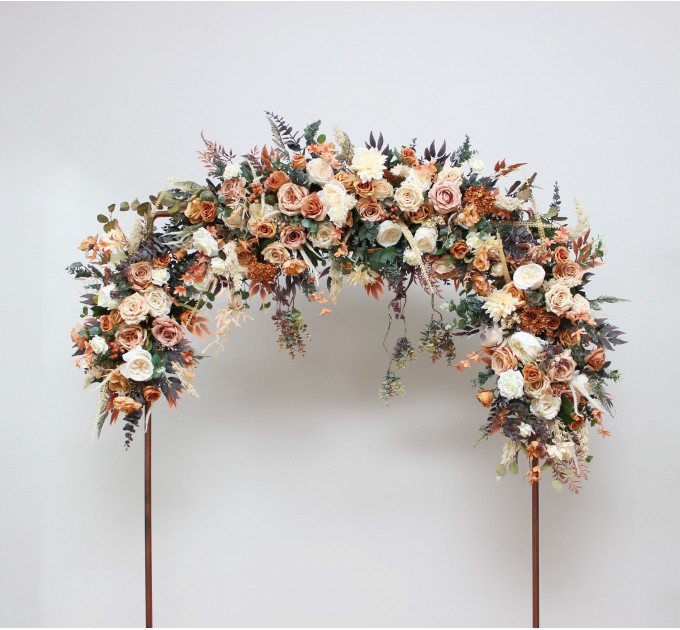 Terracotta & Ivory Wedding Arch Arrangement | Faux Orange & Ivory Fall Wedding Flowers