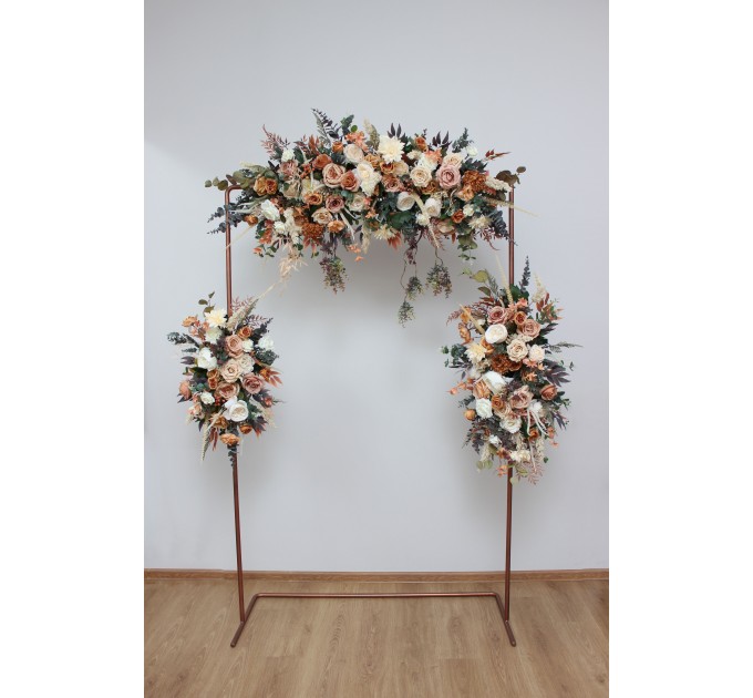 Terracotta & Ivory Wedding Arch Arrangement | Faux Orange & Ivory Fall Wedding Flowers