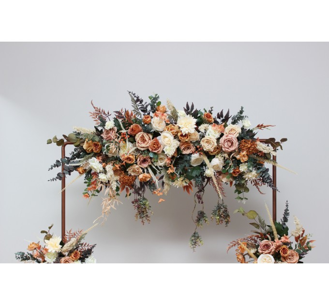 Terracotta & Ivory Wedding Arch Arrangement | Faux Orange & Ivory Fall Wedding Flowers