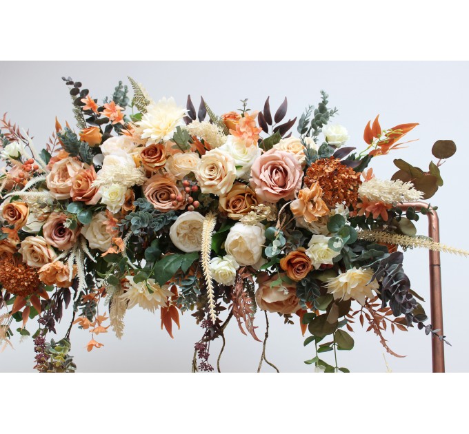 Terracotta & Ivory Wedding Arch Arrangement | Faux Orange & Ivory Fall Wedding Flowers