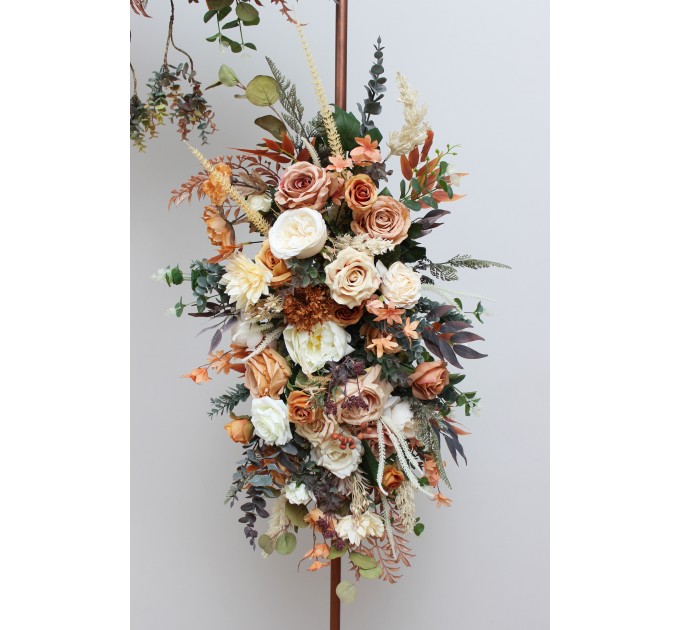 Terracotta & Ivory Wedding Arch Arrangement | Faux Orange & Ivory Fall Wedding Flowers