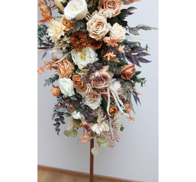 Terracotta & Ivory Wedding Arch Arrangement | Faux Orange & Ivory Fall Wedding Flowers