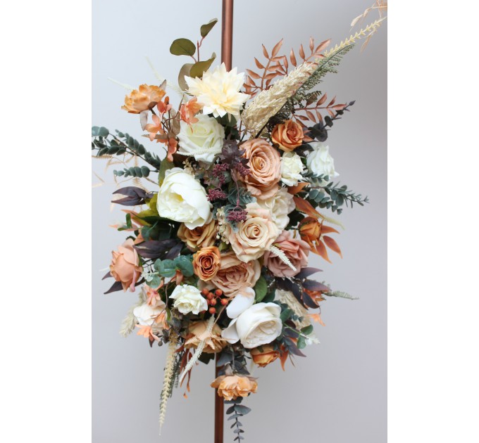 Terracotta & Ivory Wedding Arch Arrangement | Faux Orange & Ivory Fall Wedding Flowers