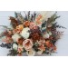 Boho Bouquet with Pampas Grass in Orange, Ivory, Rust & Terracotta | Cascading Bridal & Bridesmaid Bouquets