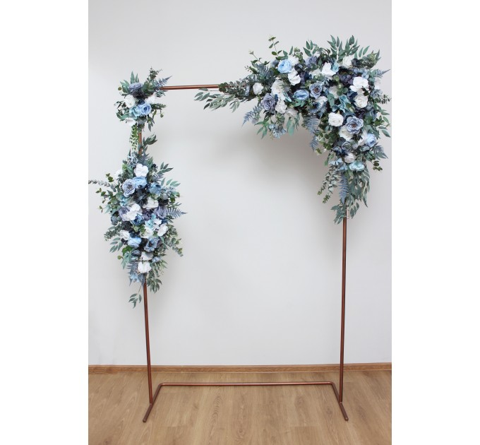 Flower Arch Arrangement in Dusty Blue & White | Faux Floral Archway for Wedding
