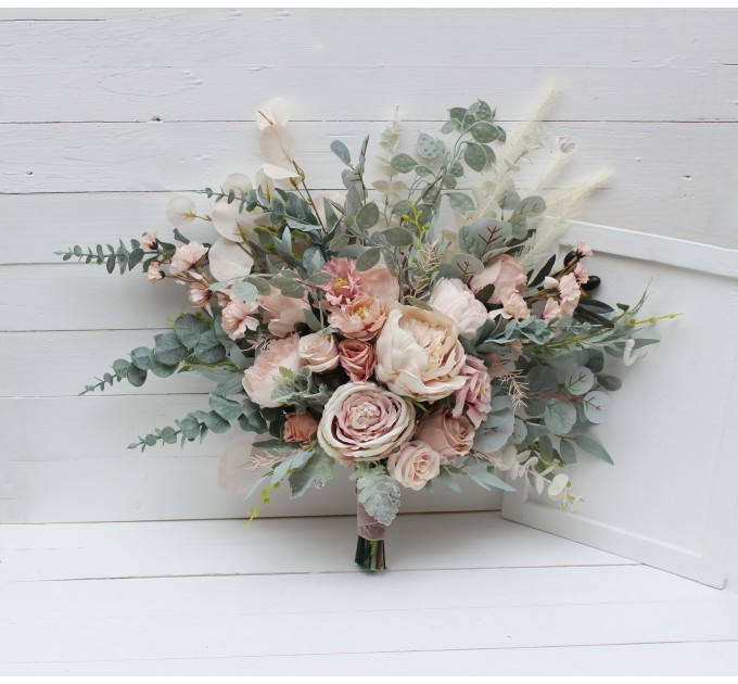 Wedding Bouquets in Beige & Blush Pink | Faux Bridal & Bridesmaid Bouquets