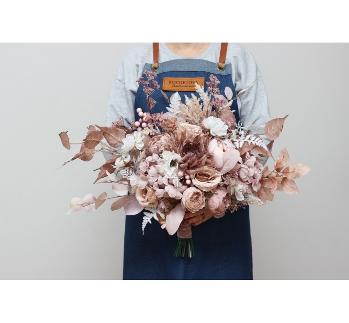 Wedding Bouquets in Blush Pink, Beige & White | Faux Bridal & Bridesmaid Bouquets