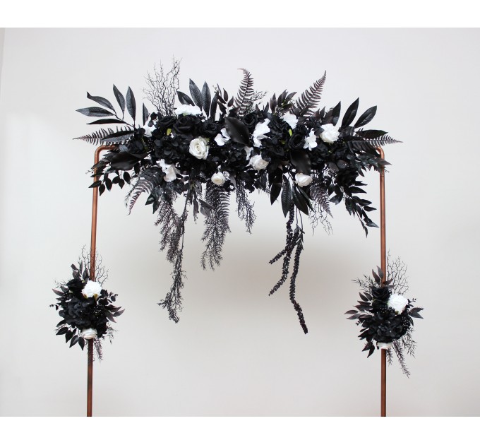 Flower Arch Arrangement in Black & White | Faux Floral Archway for Wedding