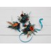 Wedding Boutonnieres & Wrist Corsage in Teal, Rust & Ivory | Faux Flower Accessories