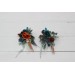 Wedding Boutonnieres & Wrist Corsage in Teal, Rust & Ivory | Faux Flower Accessories