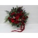 Winter Pine & Red Protea Bridal Bouquet | Faux Cones & Silk Flowers in Red & Green