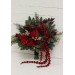 Winter Pine & Red Protea Bridal Bouquet | Faux Cones & Silk Flowers in Red & Green