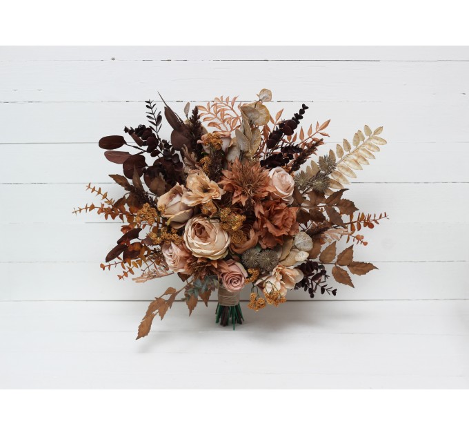 Wedding Bouquets in Cinnamon, Terracotta & Beige | Faux Bridal & Bridesmaid Bouquets