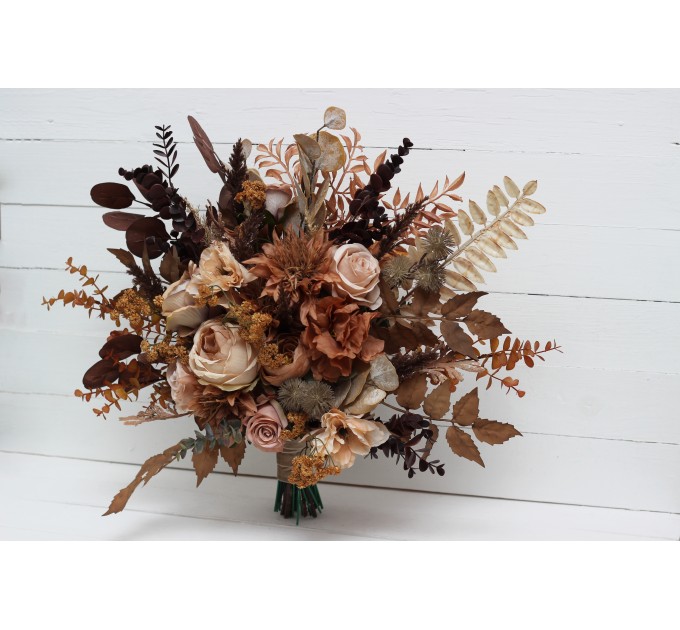Wedding Bouquets in Cinnamon, Terracotta & Beige | Faux Bridal & Bridesmaid Bouquets