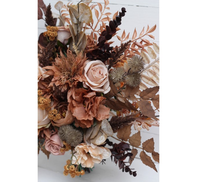 Wedding Bouquets in Cinnamon, Terracotta & Beige | Faux Bridal & Bridesmaid Bouquets