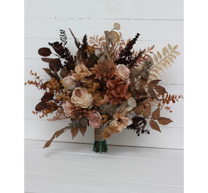 Wedding Bouquets in Cinnamon, Terracotta & Beige | Faux Bridal & Bridesmaid Bouquets
