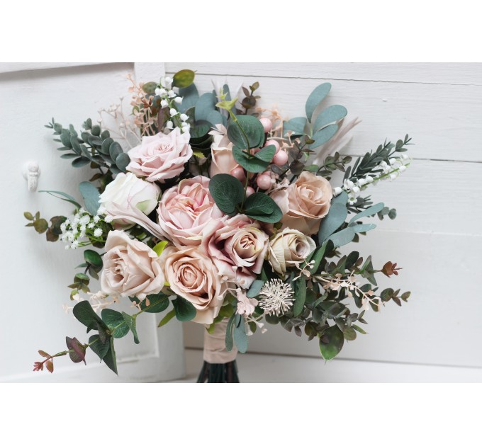 Wedding bouquets in blush pink colors. Bridal bouquet. Faux bouquet. Bridesmaid bouquet. 5088