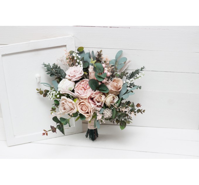 Wedding bouquets in blush pink colors. Bridal bouquet. Faux bouquet. Bridesmaid bouquet. 5088