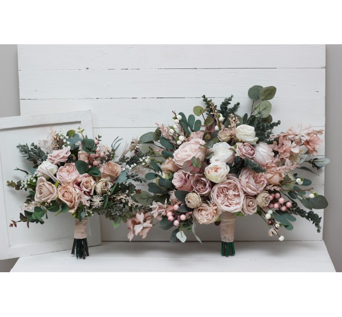 Wedding bouquets in blush pink colors. Bridal bouquet. Faux bouquet. Bridesmaid bouquet. 5088