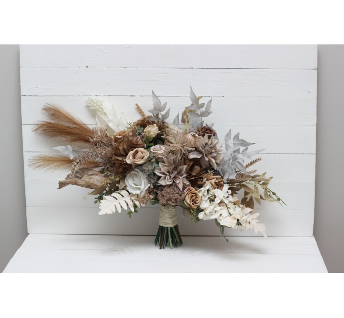 Wedding Bouquets in Beige, Brown, Gray, White & Off-White | Faux Bridal & Bridesmaid Bouquets