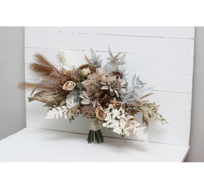 Wedding Bouquets in Beige, Brown, Gray, White & Off-White | Faux Bridal & Bridesmaid Bouquets