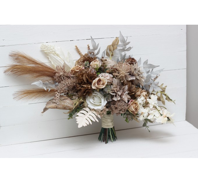 Wedding Bouquets in Beige, Brown, Gray, White & Off-White | Faux Bridal & Bridesmaid Bouquets