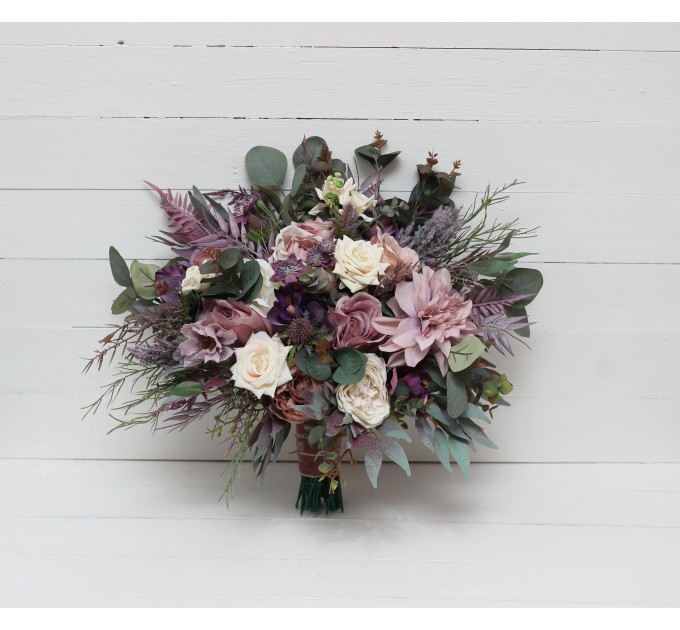 Wedding Bouquets in Mauve, Purple & Cream | Faux Bridal & Bridesmaid Bouquets