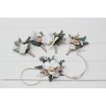 Wedding Boutonnieres & Wrist Corsage in White & Beige | Faux Flower Accessories