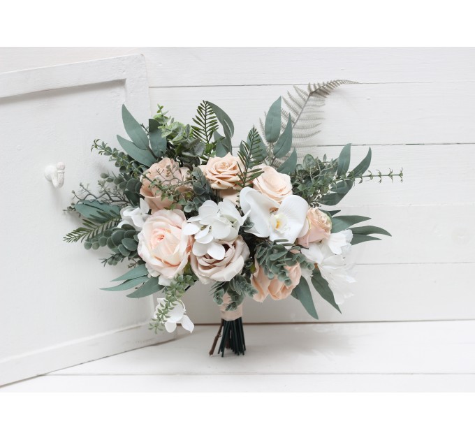 Wedding Bouquets in White & Beige | Faux Bridal & Bridesmaid Bouquets