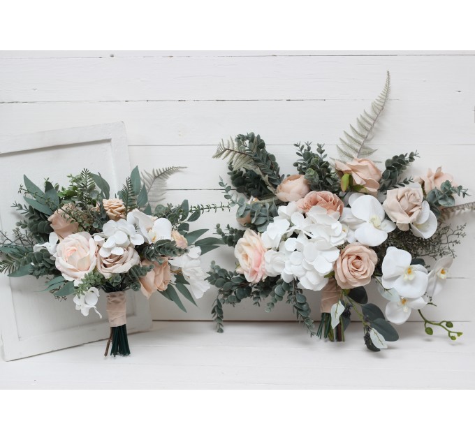Wedding Bouquets in White & Beige | Faux Bridal & Bridesmaid Bouquets