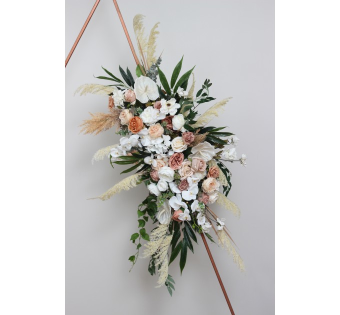 Pampas Grass & Orchid Flower Arch Arrangement | Boho & Beach Wedding Floral Archway