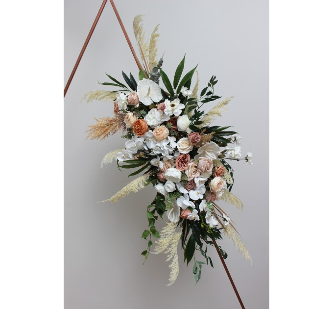 Pampas Grass & Orchid Flower Arch Arrangement | Boho & Beach Wedding Floral Archway