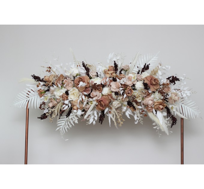 Flower Arch Arrangement in Beige, White & Brown | Faux Floral Archway for Wedding
